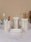 Striped White and Gold Bathroom Set – Chic Ceramic Bath Accessories - The Golden Theory