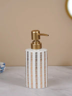 Striped White and Gold Bathroom Set – Chic Ceramic Bath Accessories - The Golden Theory