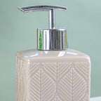 Taupe Leaf-Patterned Ceramic Bathroom Set of 3 - The Golden Theory