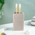 Taupe Leaf-Patterned Ceramic Bathroom Set of 3 - The Golden Theory