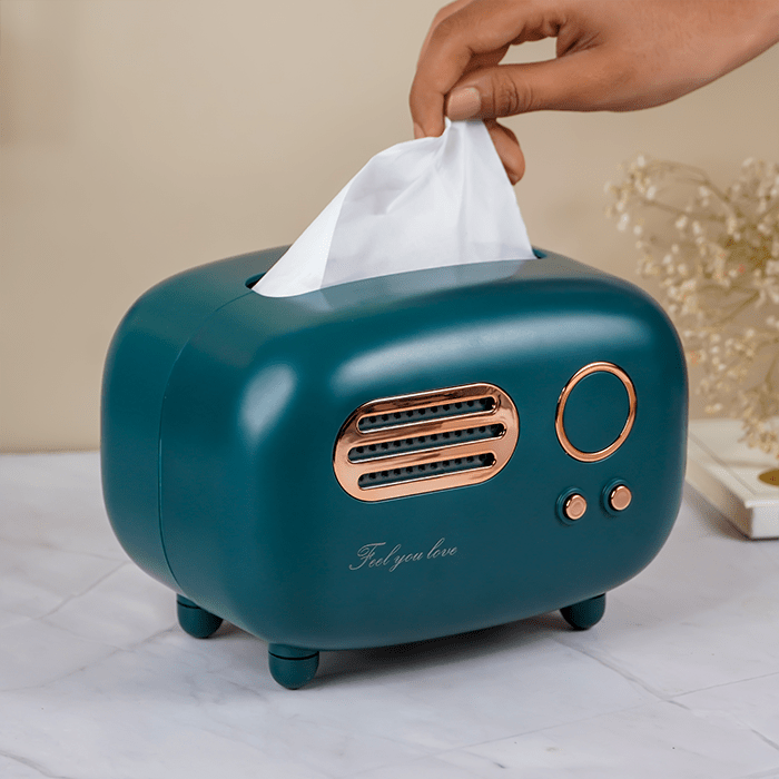 Teal Retro Tissue Box Cover - The Golden Theory