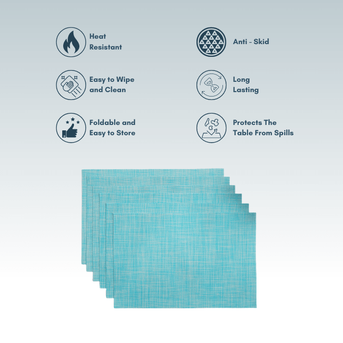 Teal Solid Textured Mat | Set of 2,4,6 - The Golden Theory