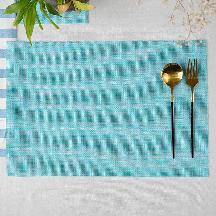 Teal Solid Textured Mat | Set of 2,4,6 - The Golden Theory