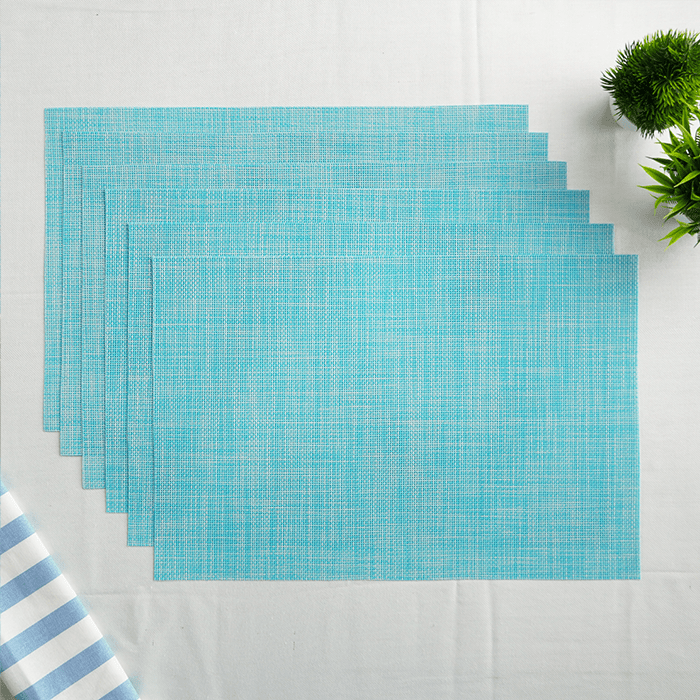 Teal Solid Textured Mat | Set of 2,4,6 - The Golden Theory