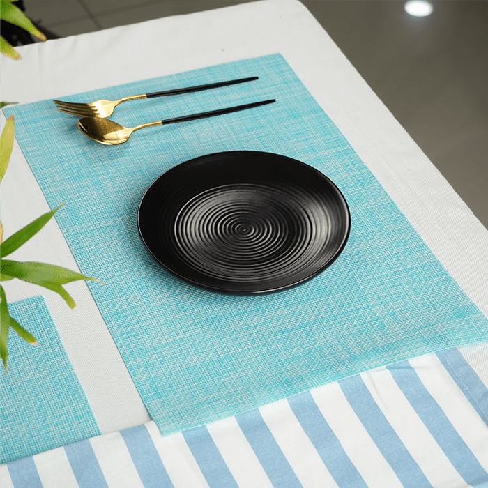 Teal Solid Textured Mat | Set of 2,4,6 - The Golden Theory