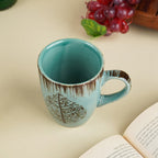 Teal Tree-Patterned Ceramic Mug - The Golden Theory
