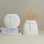 Textured Beige Abstract Face Planter Duo - The Golden Theory