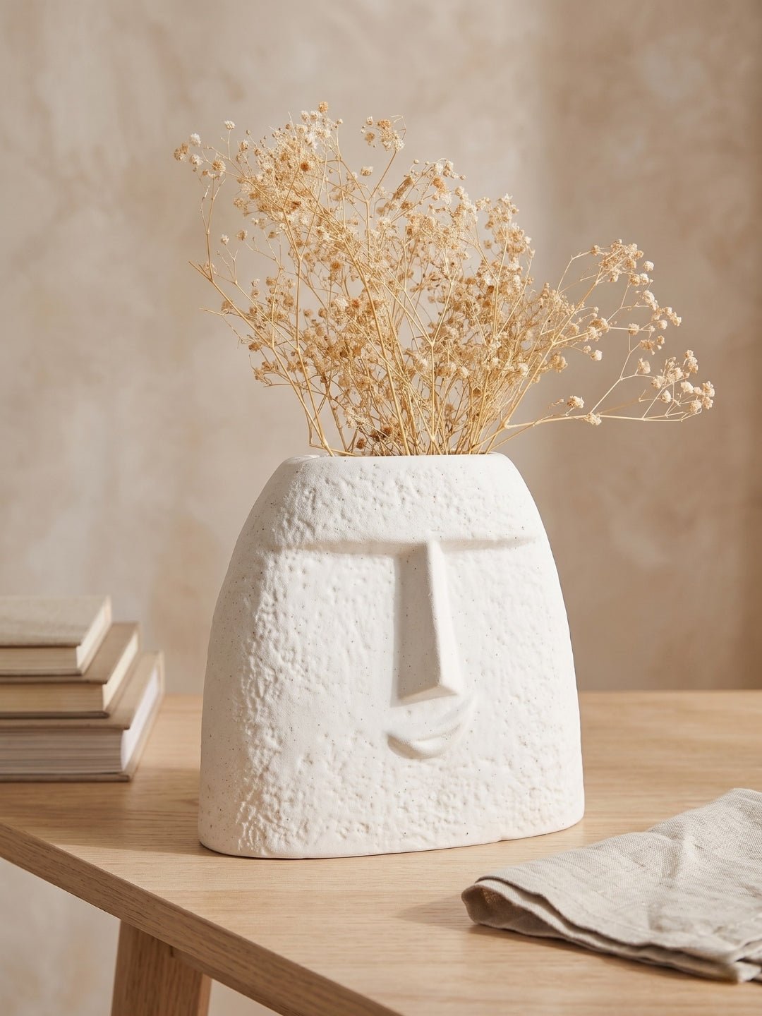 Textured Beige Abstract Face Planter Duo Secondary image