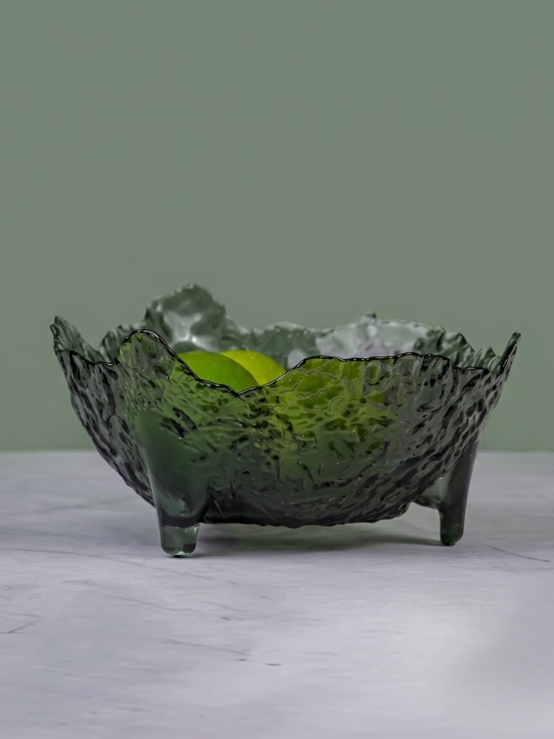 Textured Black Glass Bowl with Pedestal Base - The Golden Theory Main image