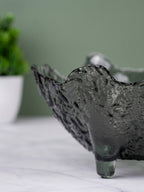 Textured Black Glass Bowl with Pedestal Base - The Golden Theory