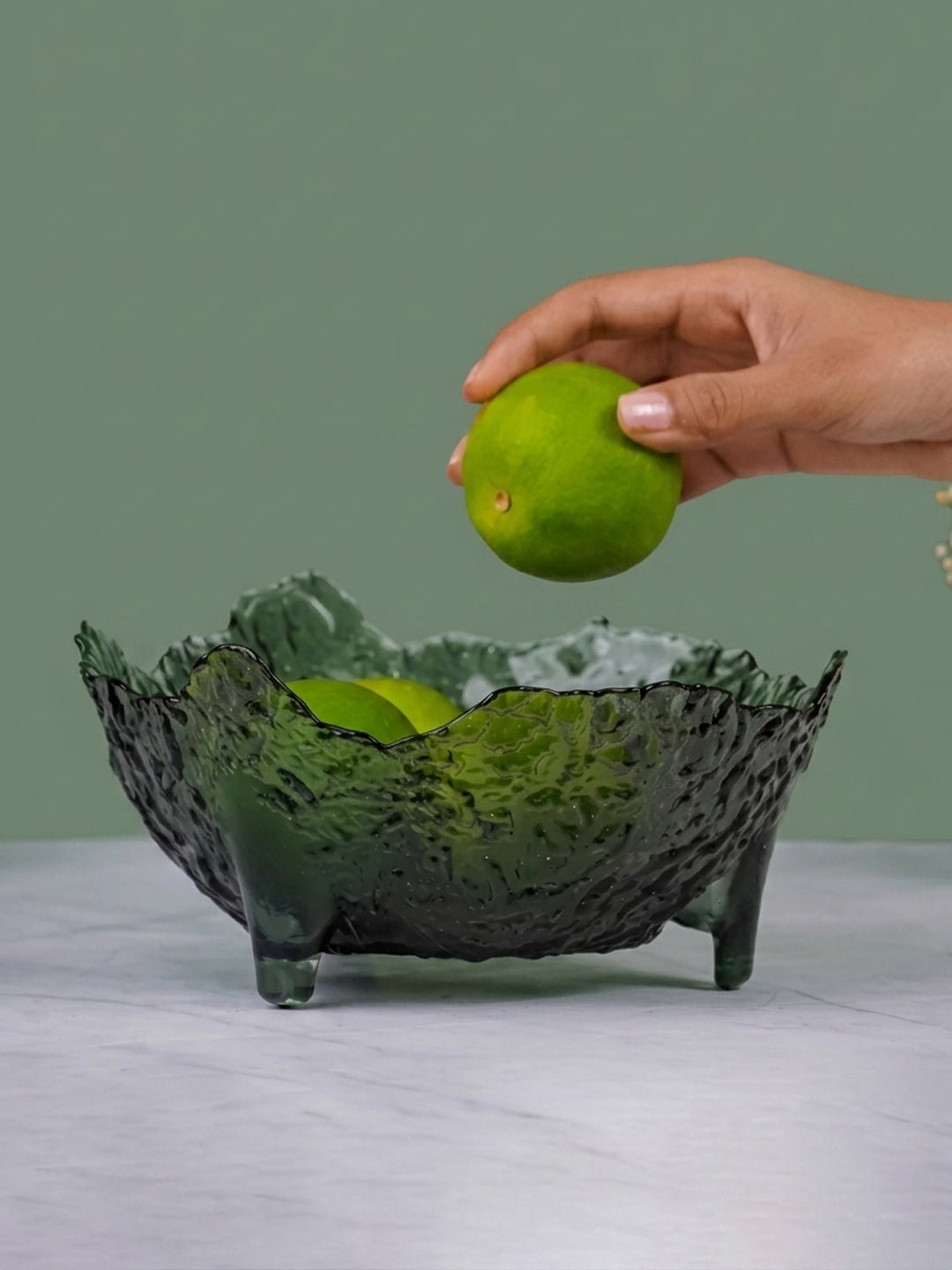 Textured Black Glass Bowl with Pedestal Base - The Golden Theory