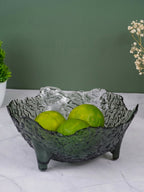 Textured Black Glass Bowl with Pedestal Base - The Golden Theory