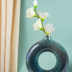 Textured Blue-Green Donut Vase - The Golden Theory