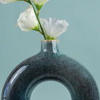 Textured Blue-Green Donut Vase - The Golden Theory