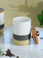 Three-Tone Ceramic Canister Set with Wooden Lids - Set of 3 - The Golden Theory