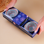 Tribal-Inspired Ceramic Bowls in Blue and Orange - The Golden Theory