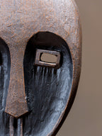 Tribal Wood-Look Mask Sculpture – Elongated Oval Face Statue - The Golden Theory