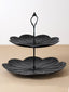 Two-Tier Black Leaf Design Cake Serving Stand - The Golden Theory