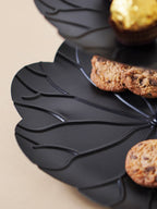 Two-Tier Black Leaf Design Cake Serving Stand - The Golden Theory