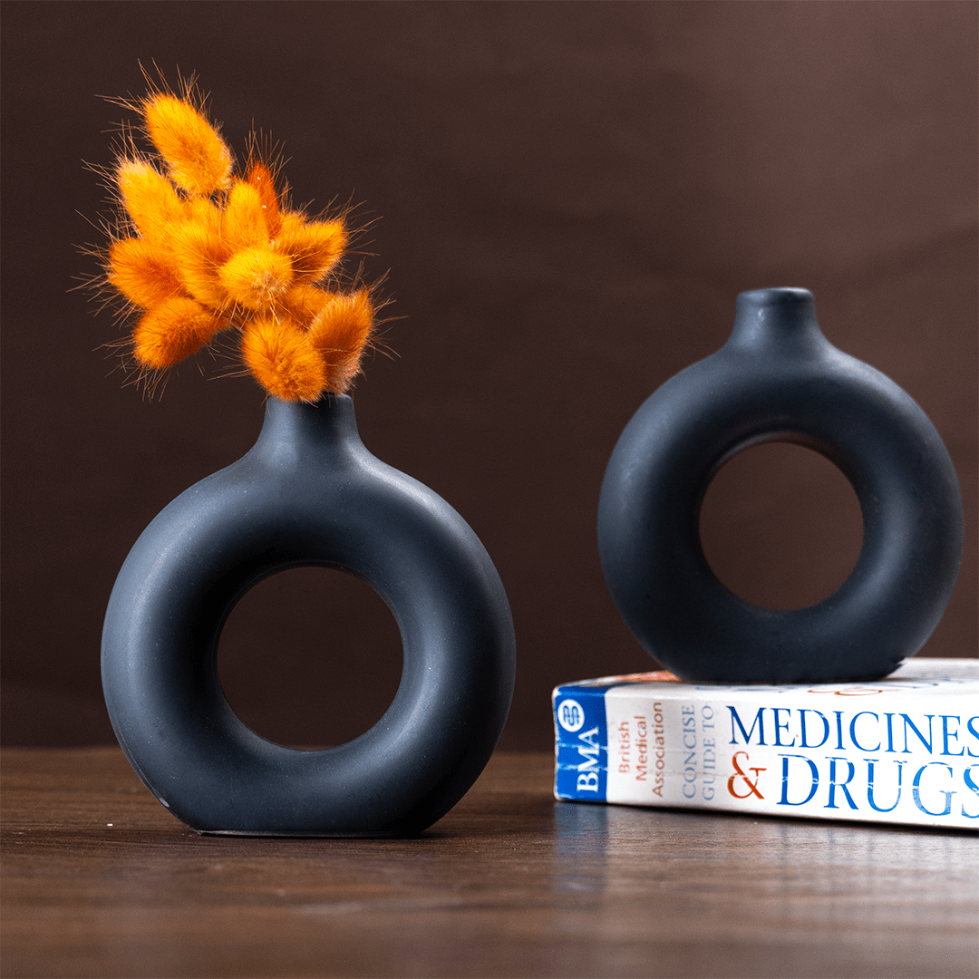 Unique Matte Color Ceramic Donut Vase Secondary image