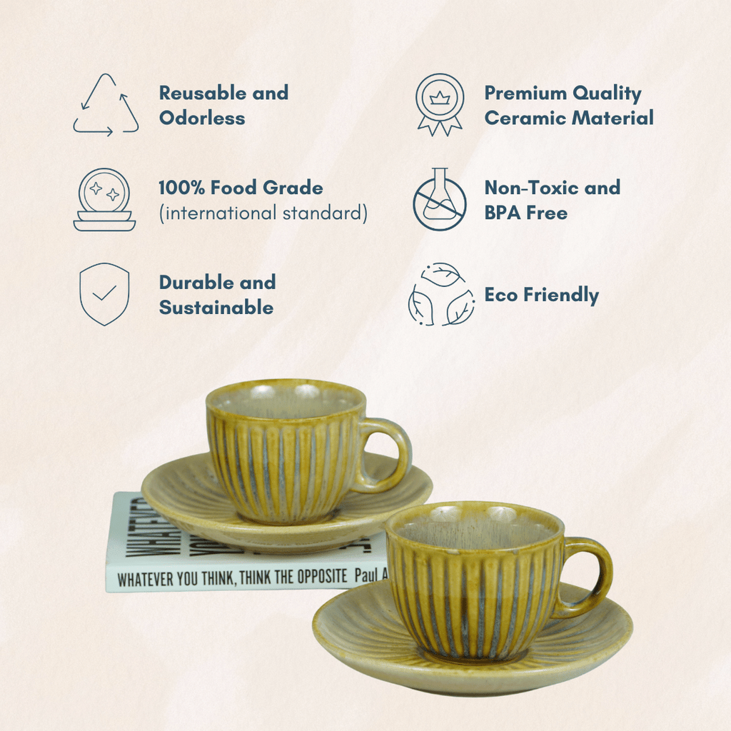 Valley of Fire Stoneware Set | Ochre Yellow - The Golden Theory