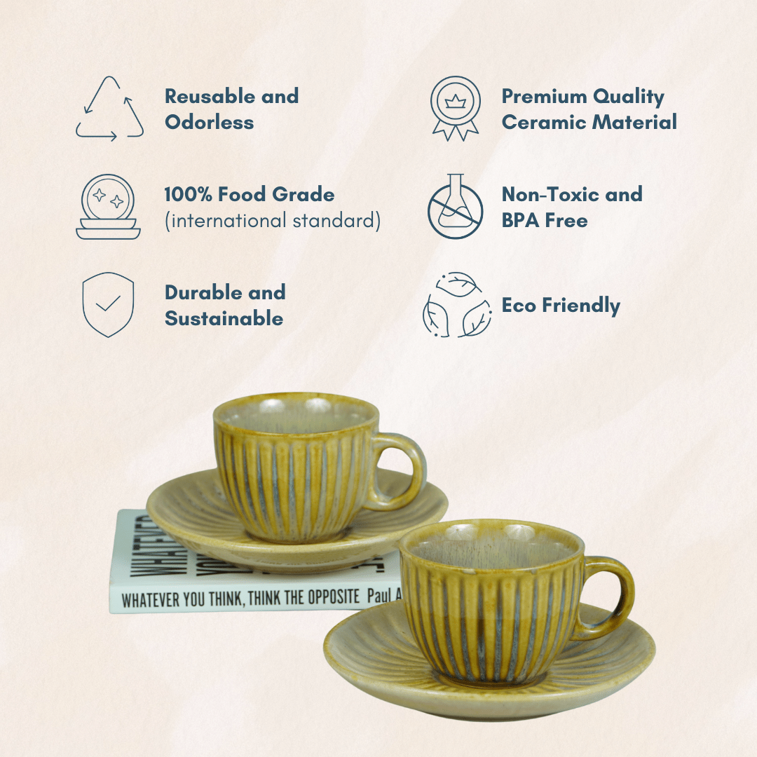 Valley of Fire Stoneware Set | Ochre Yellow - The Golden Theory