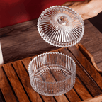 Vintage Clear Glass Ribbed Jar with Lid - The Golden Theory