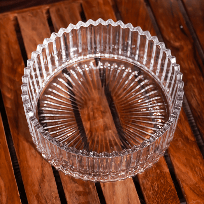 Vintage Clear Glass Ribbed Jar with Lid - The Golden Theory