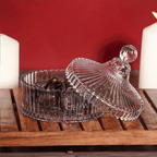 Vintage Clear Glass Ribbed Jar with Lid - The Golden Theory