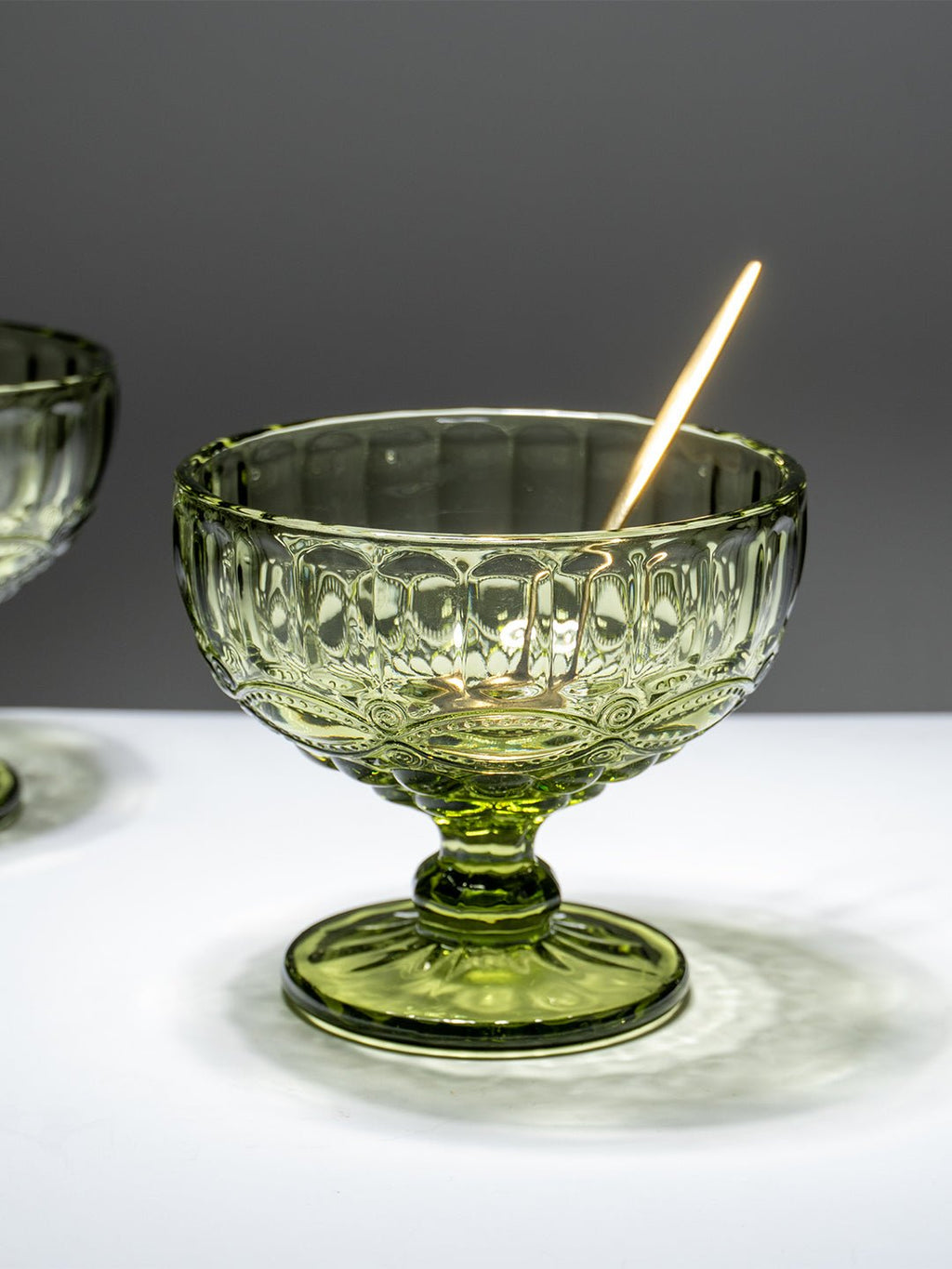 Vintage Olive Green Embossed Dessert Cups - Set of 6 - The Golden Theory