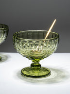 Vintage Olive Green Embossed Dessert Cups - Set of 6 - The Golden Theory
