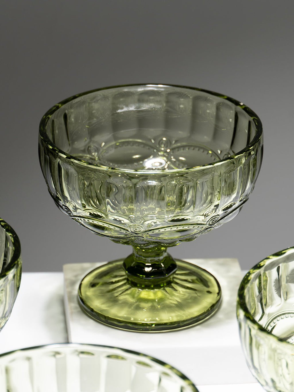 Vintage Olive Green Embossed Dessert Cups - Set of 6 - The Golden Theory