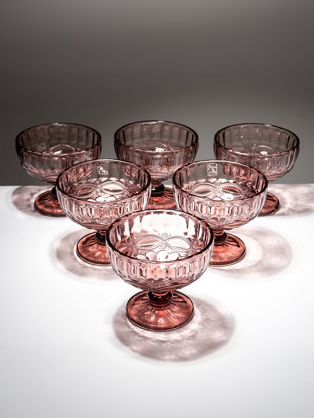 Vintage Rose Embossed Dessert Cups - Set of 6 - The Golden Theory