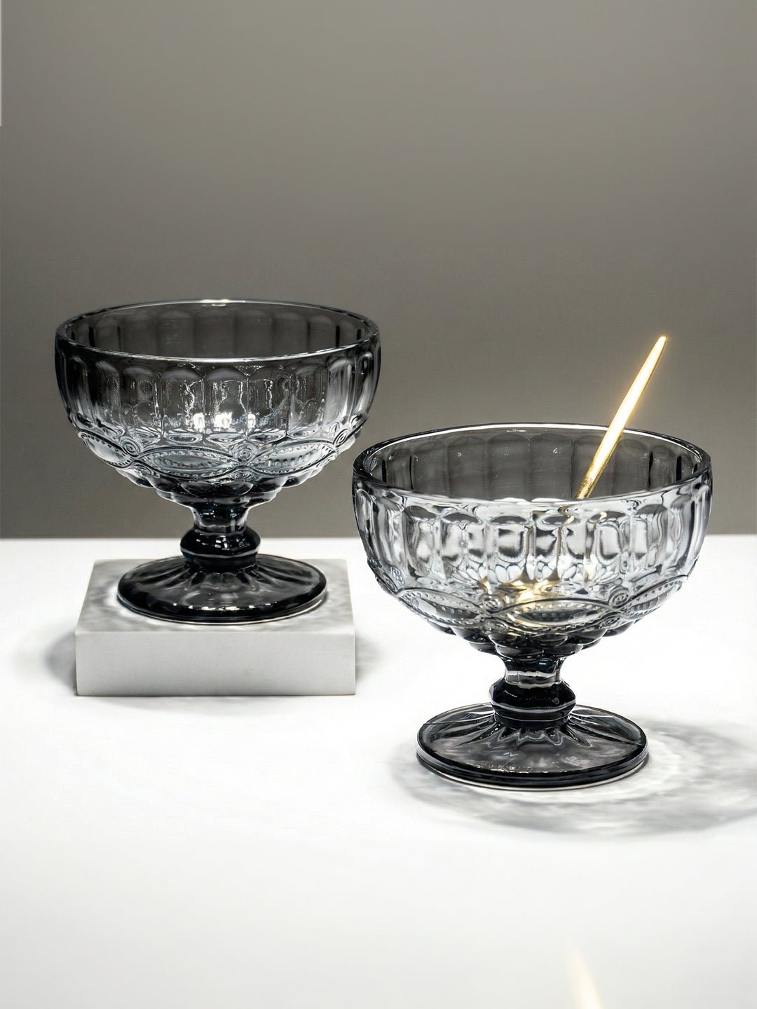 Vintage Smoky Grey Embossed Dessert Cups - Set of 6 Secondary image