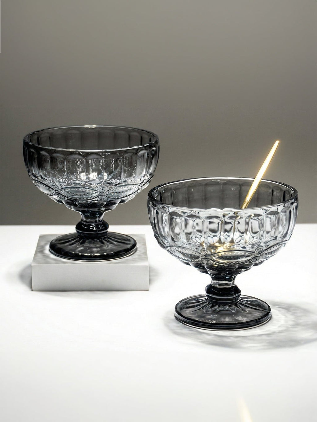 Vintage Smoky Grey Embossed Dessert Cups - Set of 6 - The Golden Theory