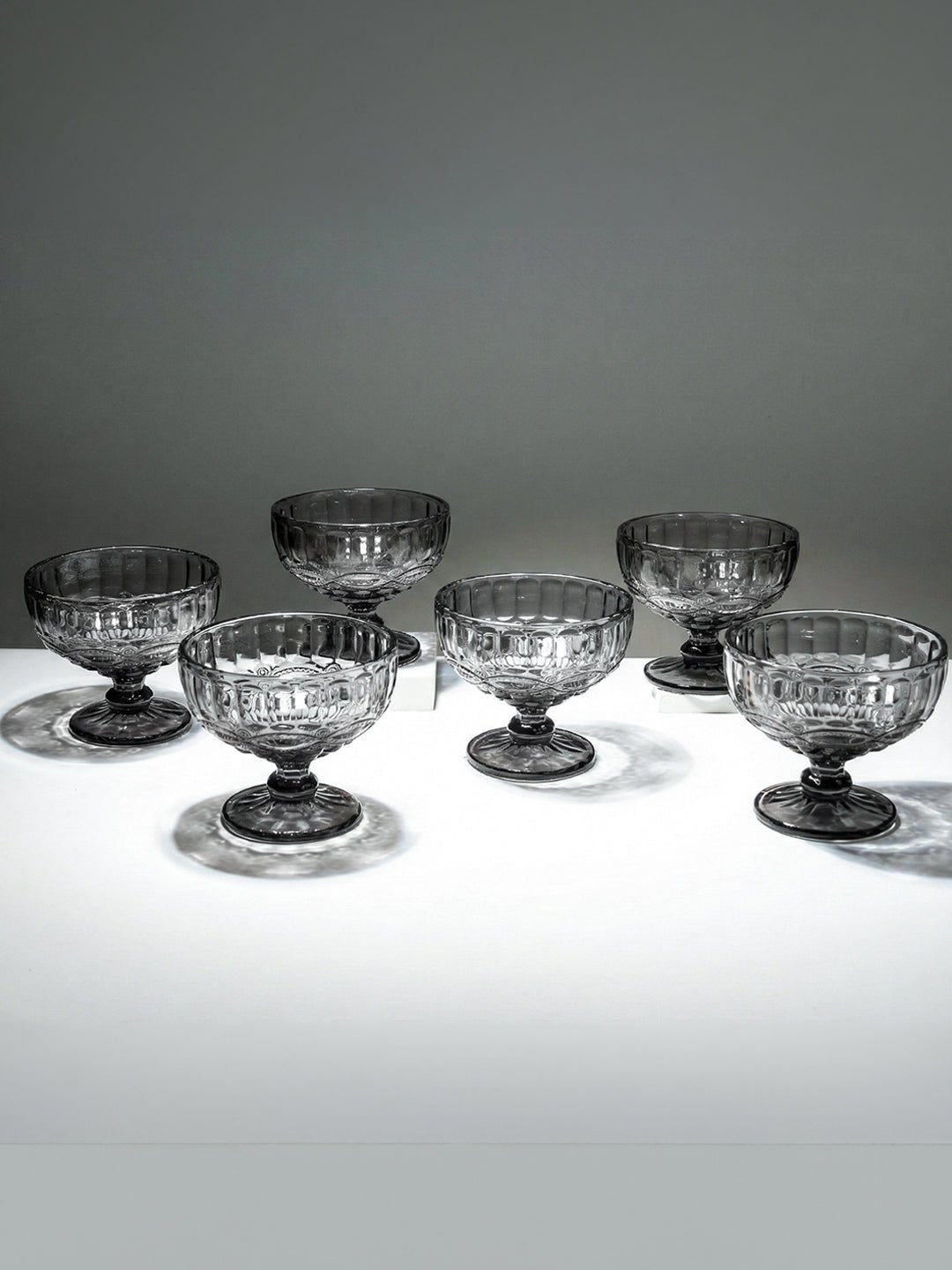 Vintage Smoky Grey Embossed Dessert Cups - Set of 6 - The Golden Theory Main image