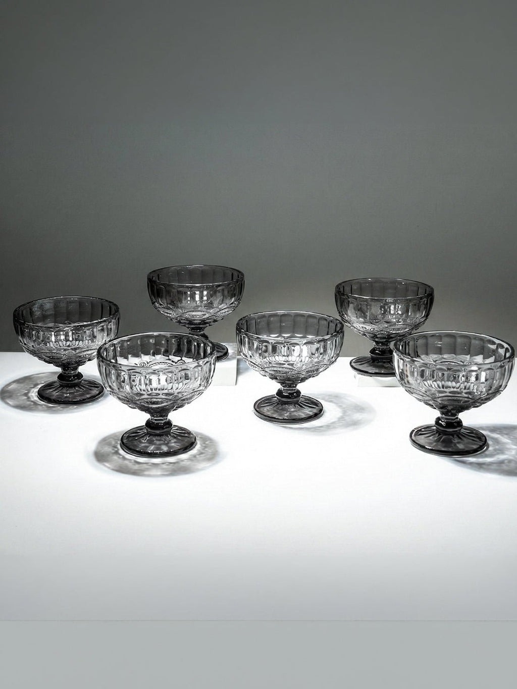 Vintage Smoky Grey Embossed Dessert Cups - Set of 6 - The Golden Theory
