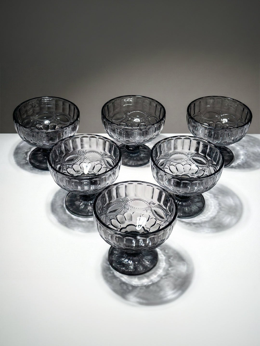 Vintage Smoky Grey Embossed Dessert Cups - Set of 6 - The Golden Theory