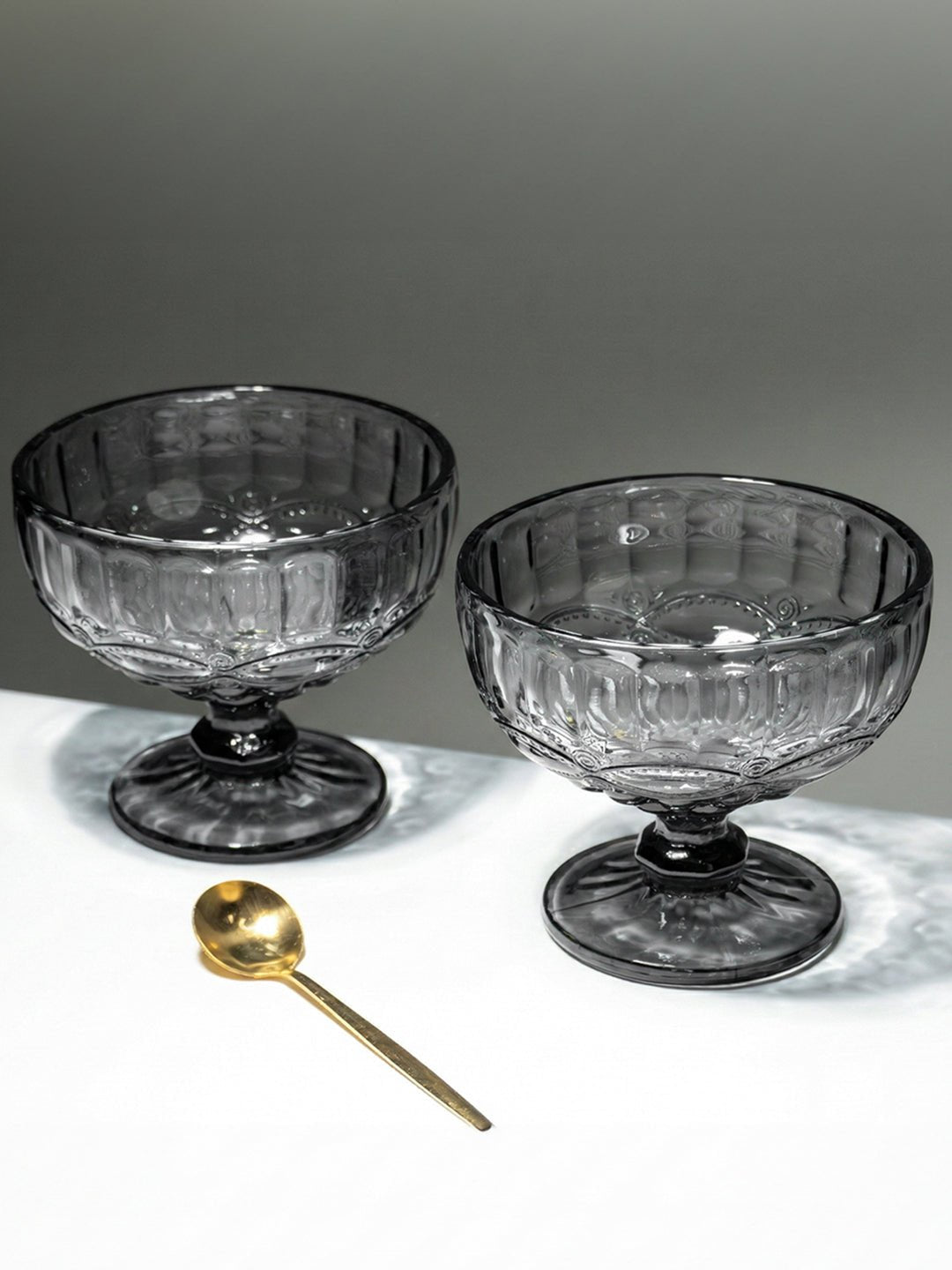 Vintage Smoky Grey Embossed Dessert Cups - Set of 6 - The Golden Theory