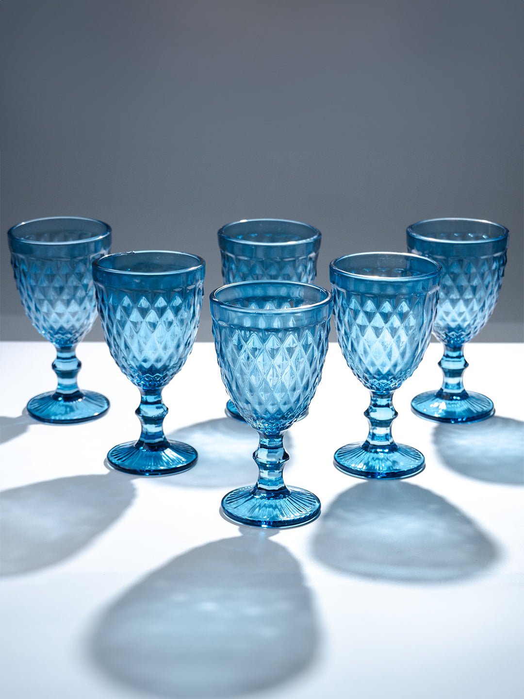 Vintage-Style Diamond Cut Glass Goblet - Set of 6 Secondary image