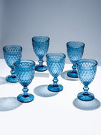 Vintage-Style Diamond Cut Glass Goblet - Set of 6 - The Golden Theory