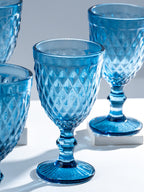 Vintage-Style Diamond Cut Glass Goblet - Set of 6 - The Golden Theory