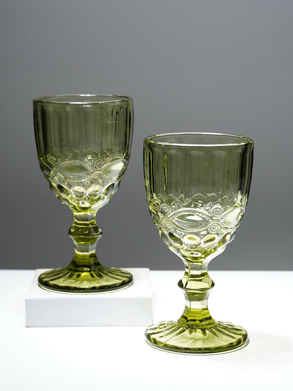 Vintage-Style Yellow Embossed Goblets - Set of 6 - The Golden Theory
