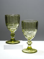 Vintage-Style Yellow Embossed Goblets - Set of 6 - The Golden Theory