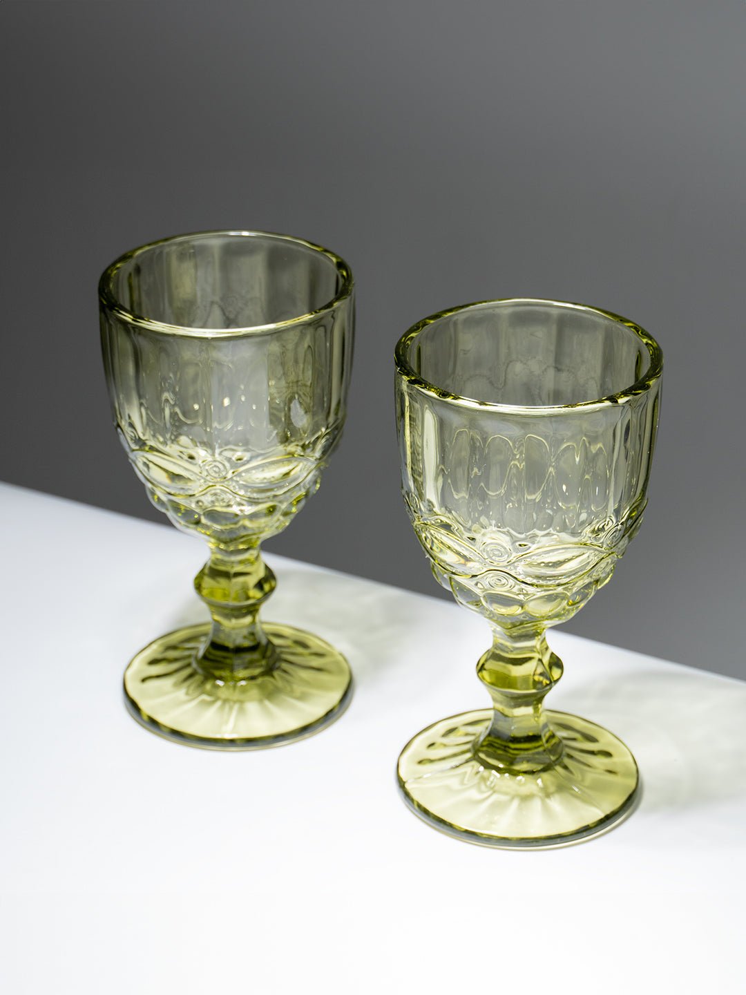 Vintage-Style Yellow Embossed Goblets - Set of 6 Secondary image