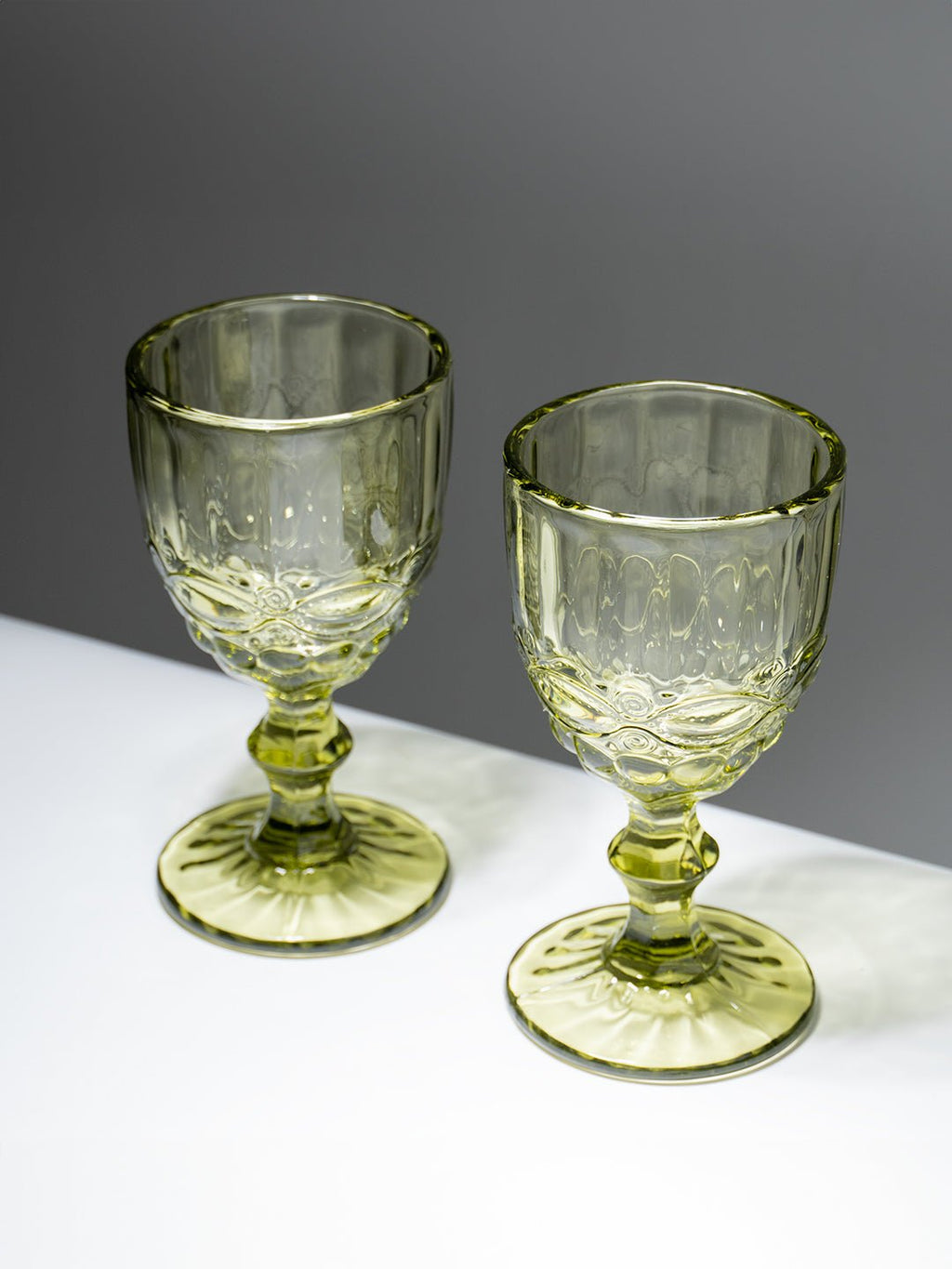 Vintage-Style Yellow Embossed Goblets - Set of 6 - The Golden Theory