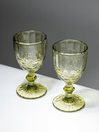 Vintage-Style Yellow Embossed Goblets - Set of 6 - The Golden Theory