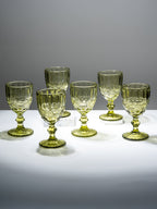 Vintage-Style Yellow Embossed Goblets - Set of 6 - The Golden Theory