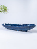 Vivid Blue Wavy Ceramic Platter - The Golden Theory