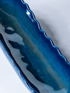 Vivid Blue Wavy Ceramic Platter - The Golden Theory